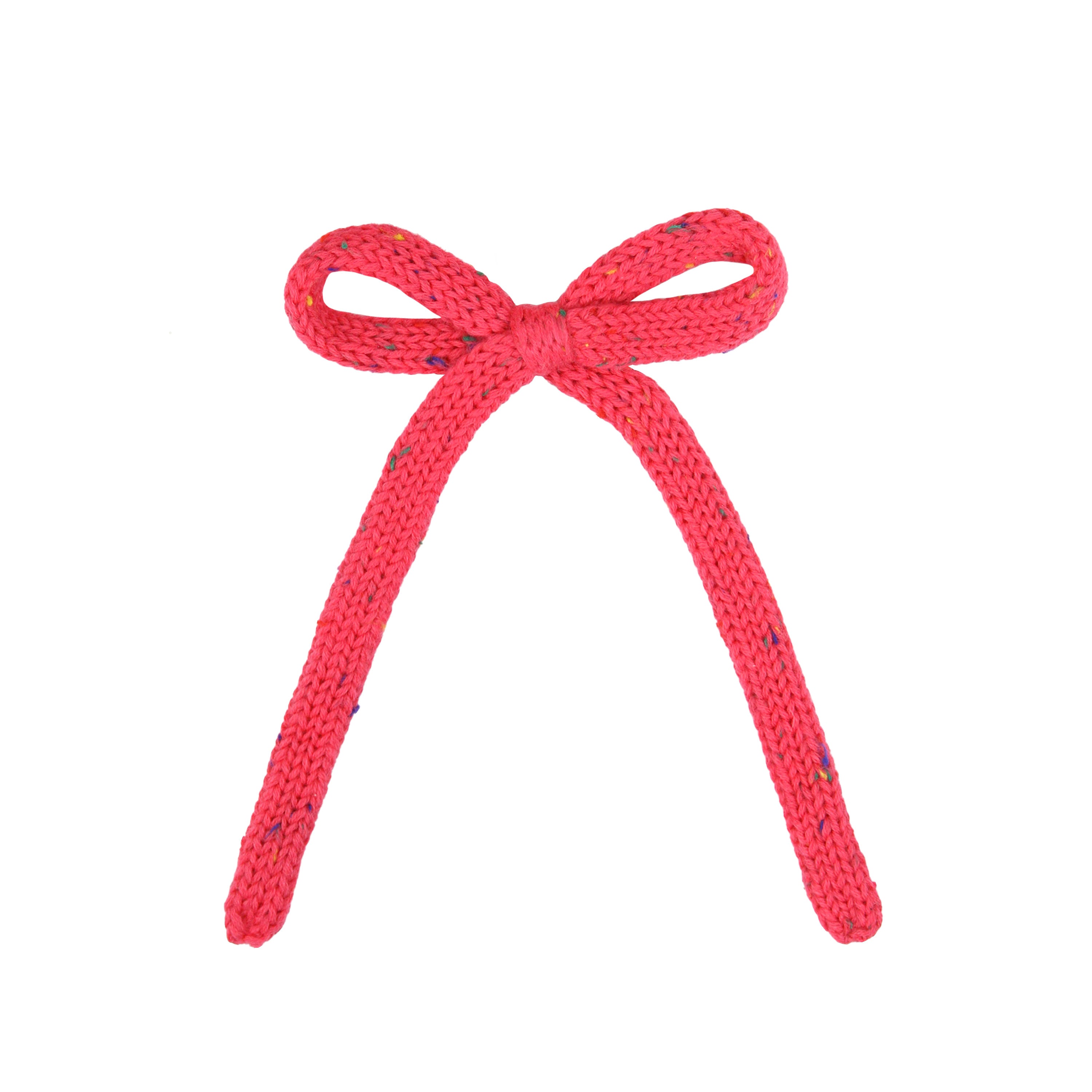 Sweater Bow - Watermelon Speckle Knit Sash Clip