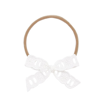 Lace Bow - White Daisy Eyelet Headband