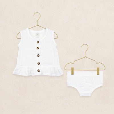 Ruffle Tank + Bloomer Set - White