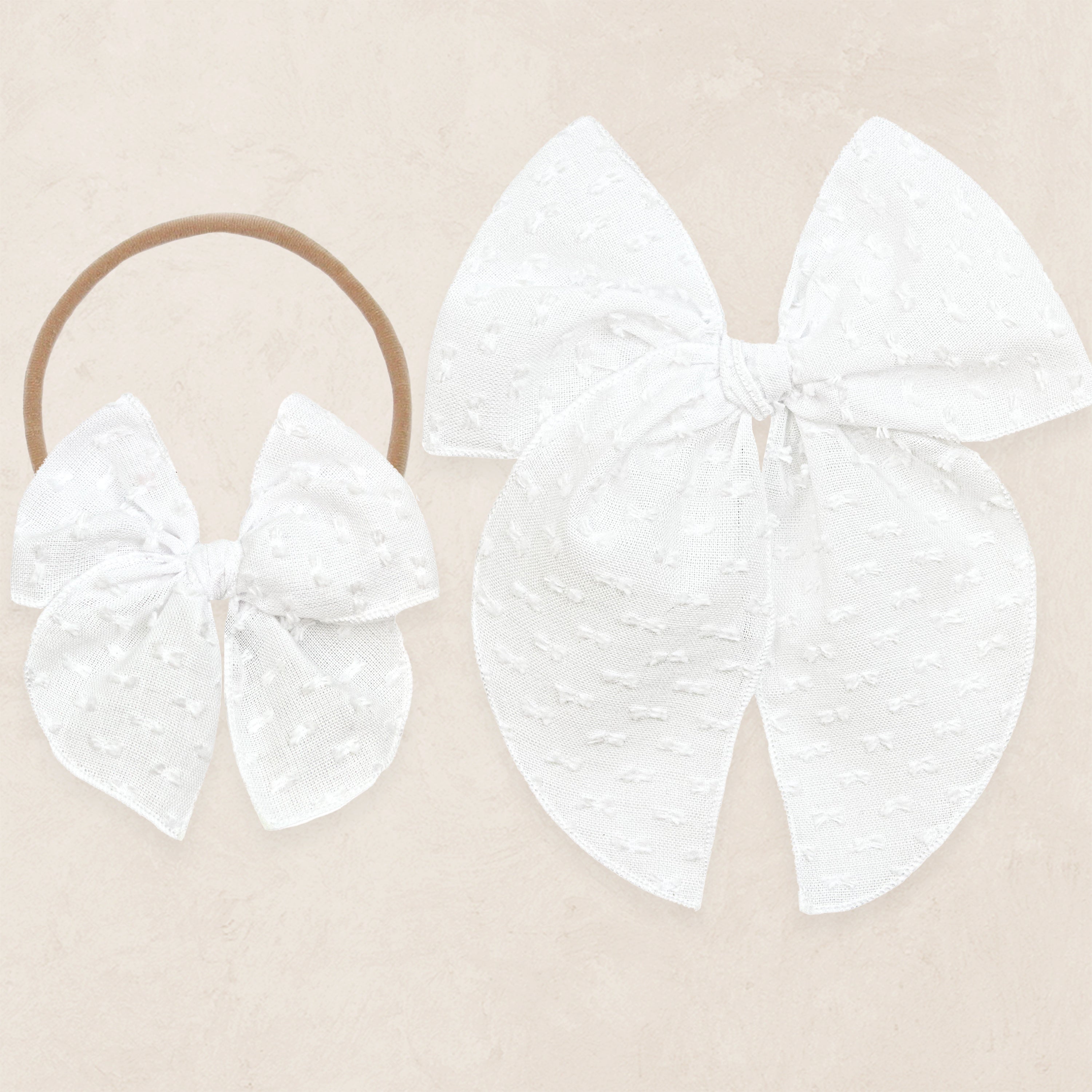 Heirloom Bow - White Swiss Dot