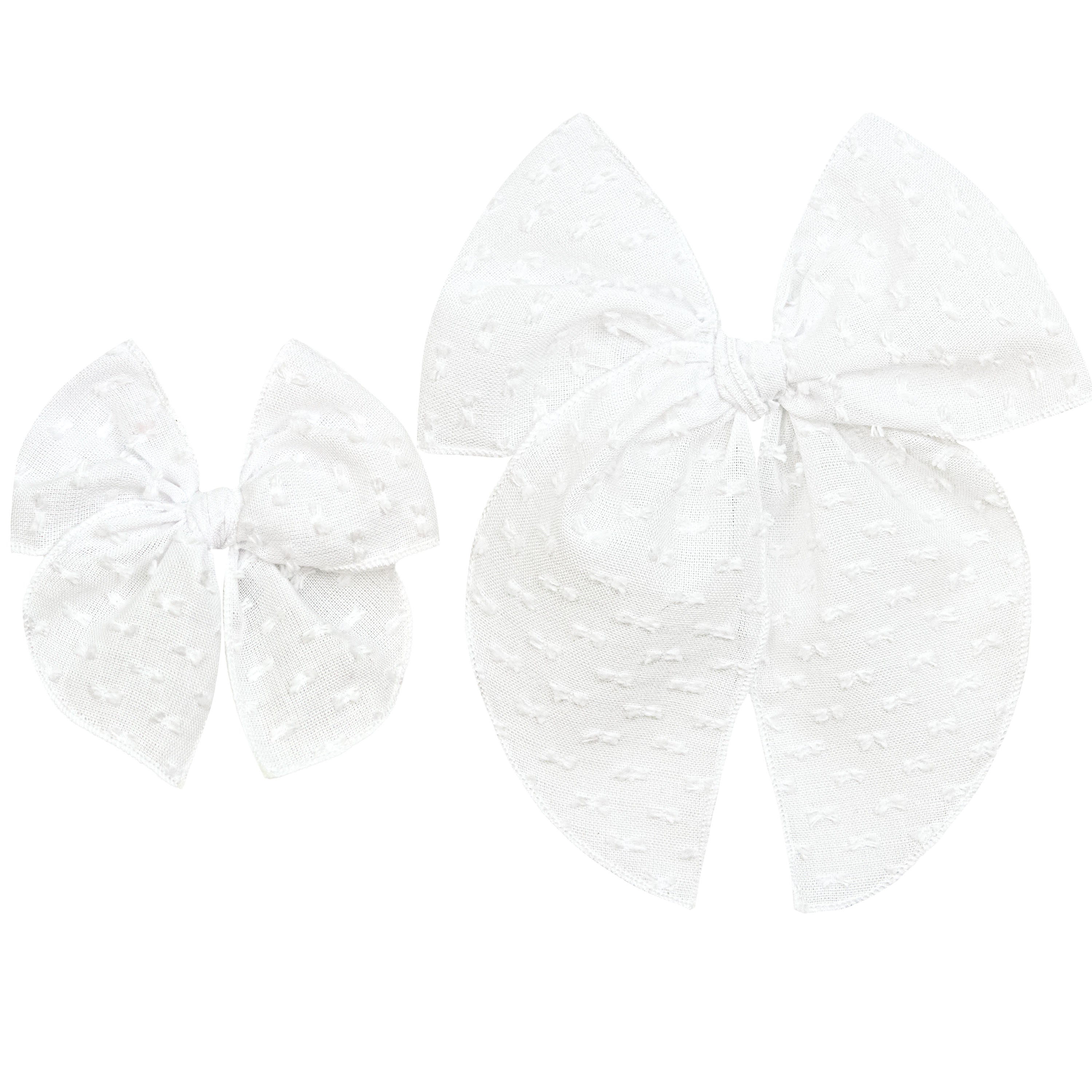Heirloom Bow - White Swiss Dot Clip