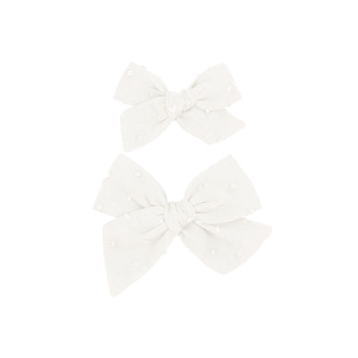 Classic Bow - White Swiss Dot