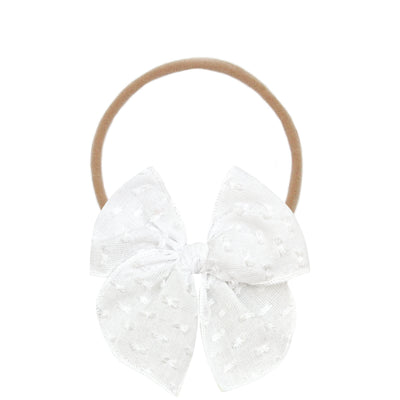 Heirloom Bow - White Swiss Dot Headband