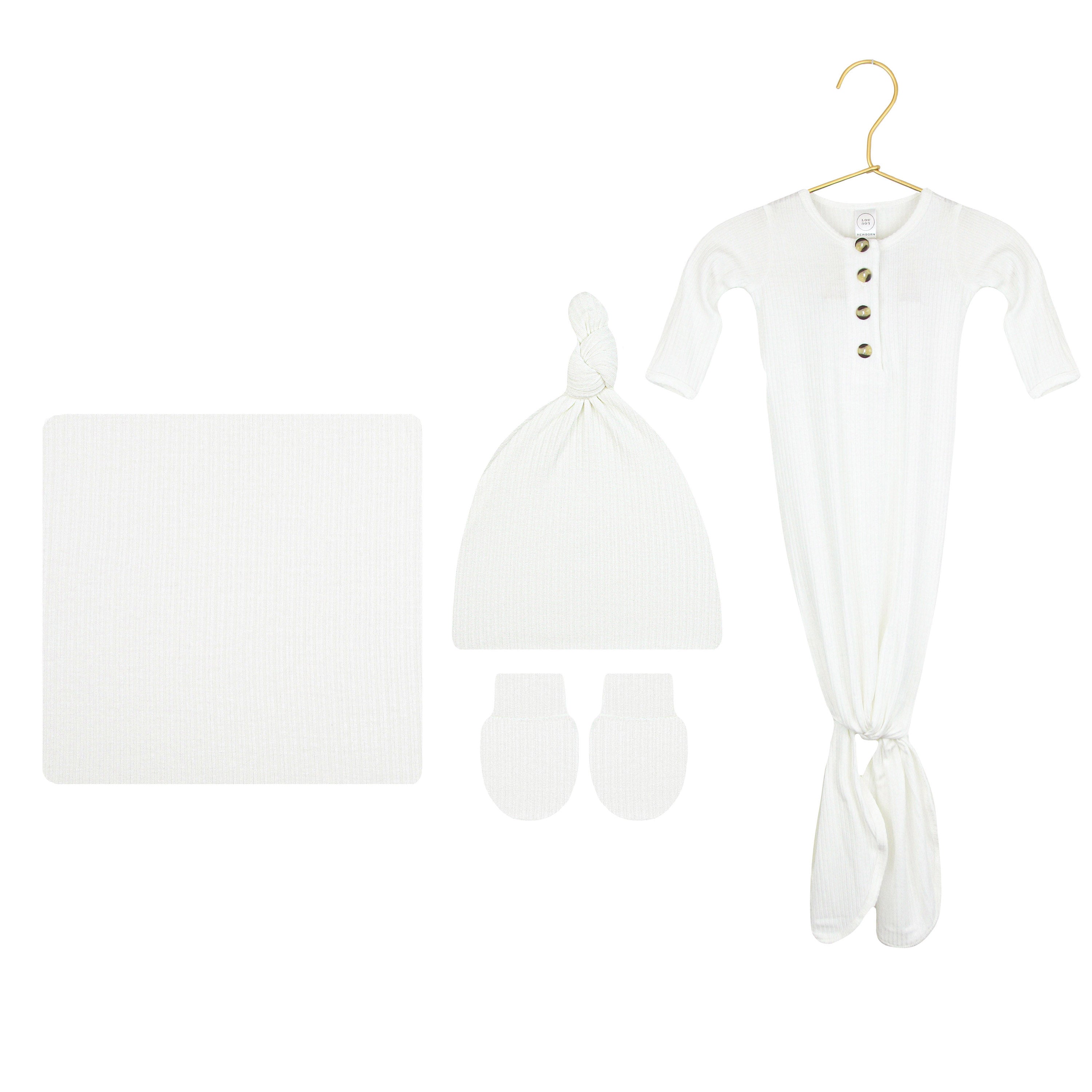 Wren Ribbed Newborn Hat Bundle (Gown)