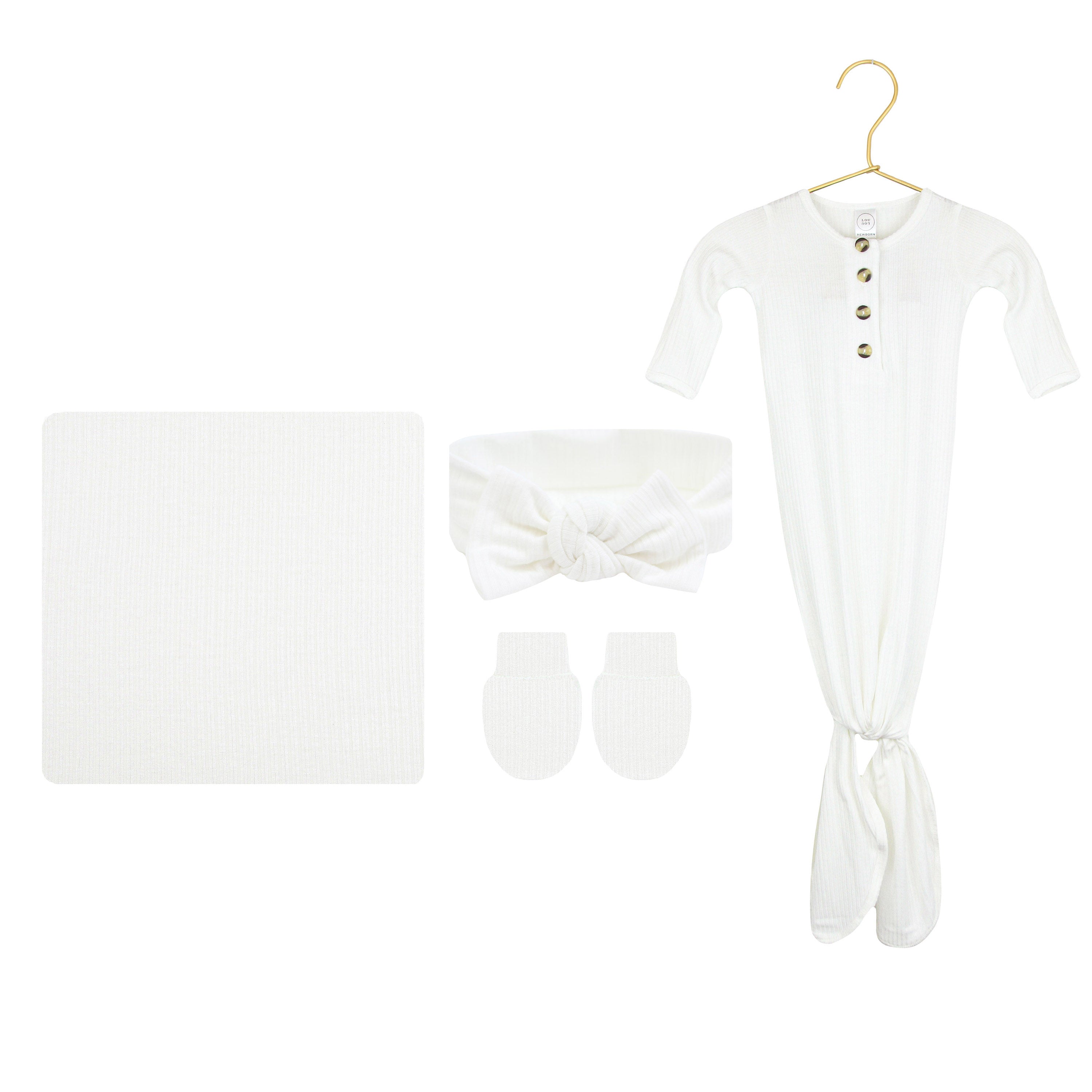 Wren Ribbed Newborn Headband Bundle (Gown)