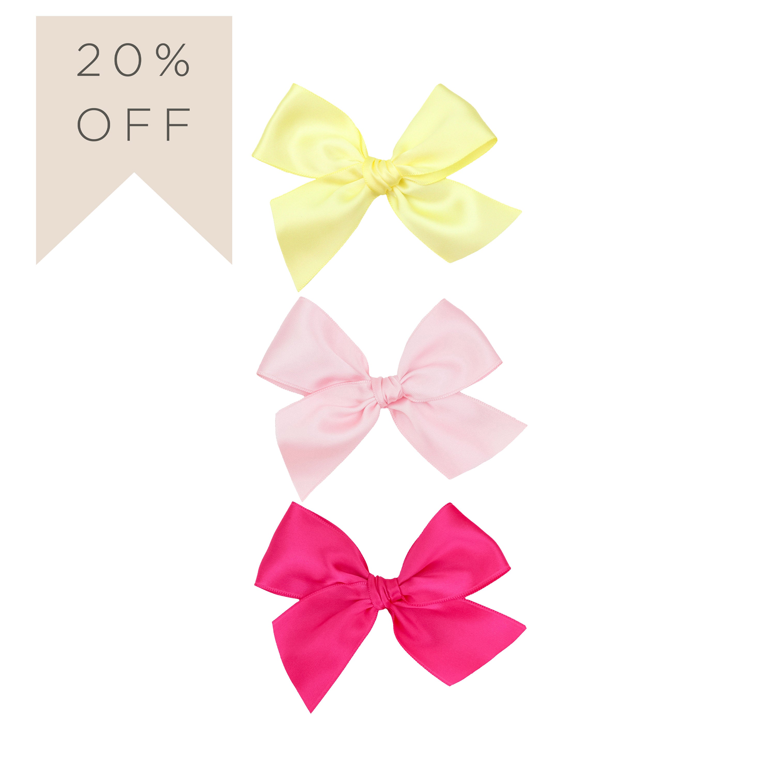 Satin Bow 3 Pack: Baby Pink Clips