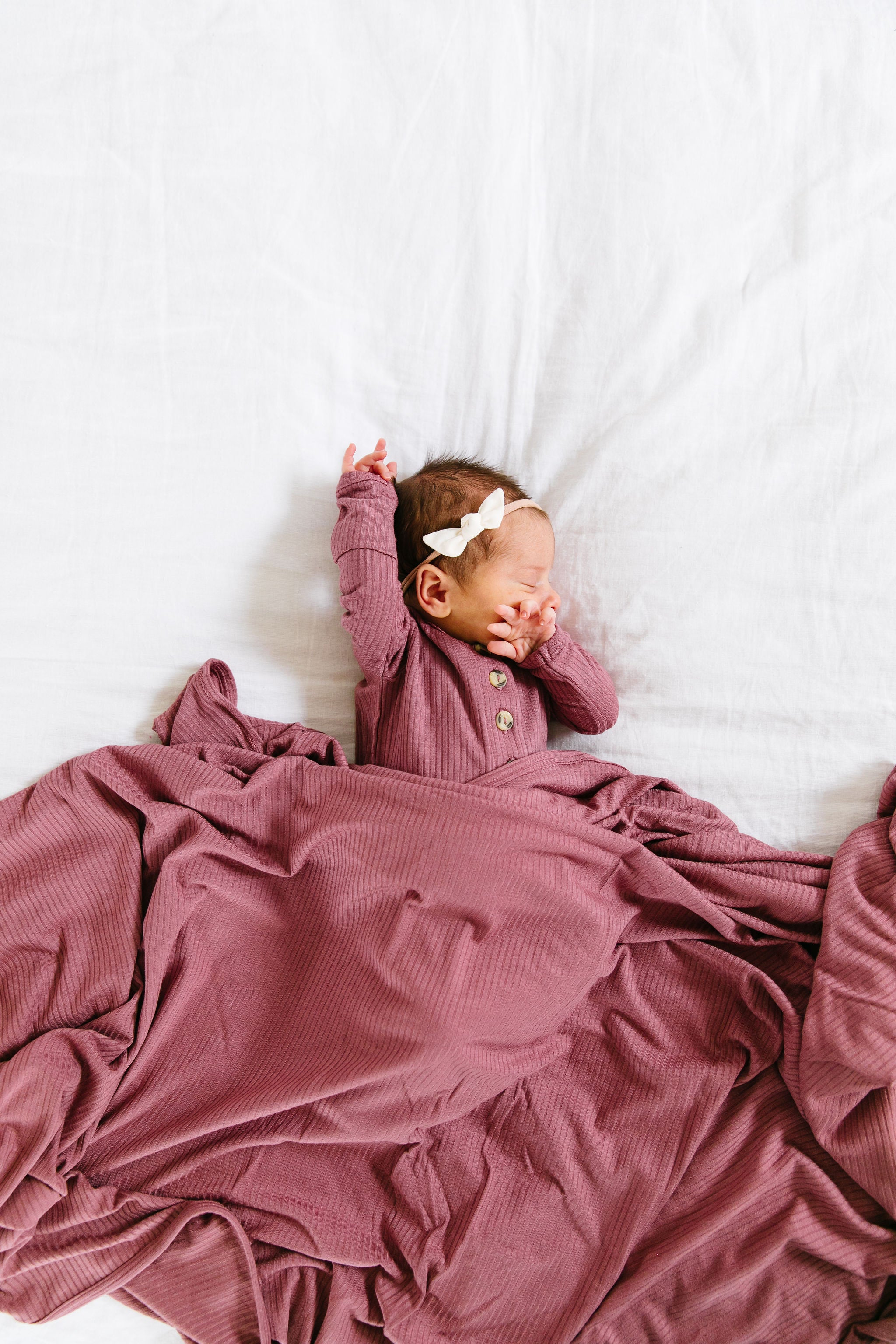 Marjorie Ribbed Newborn Headband Bundle (Gown)