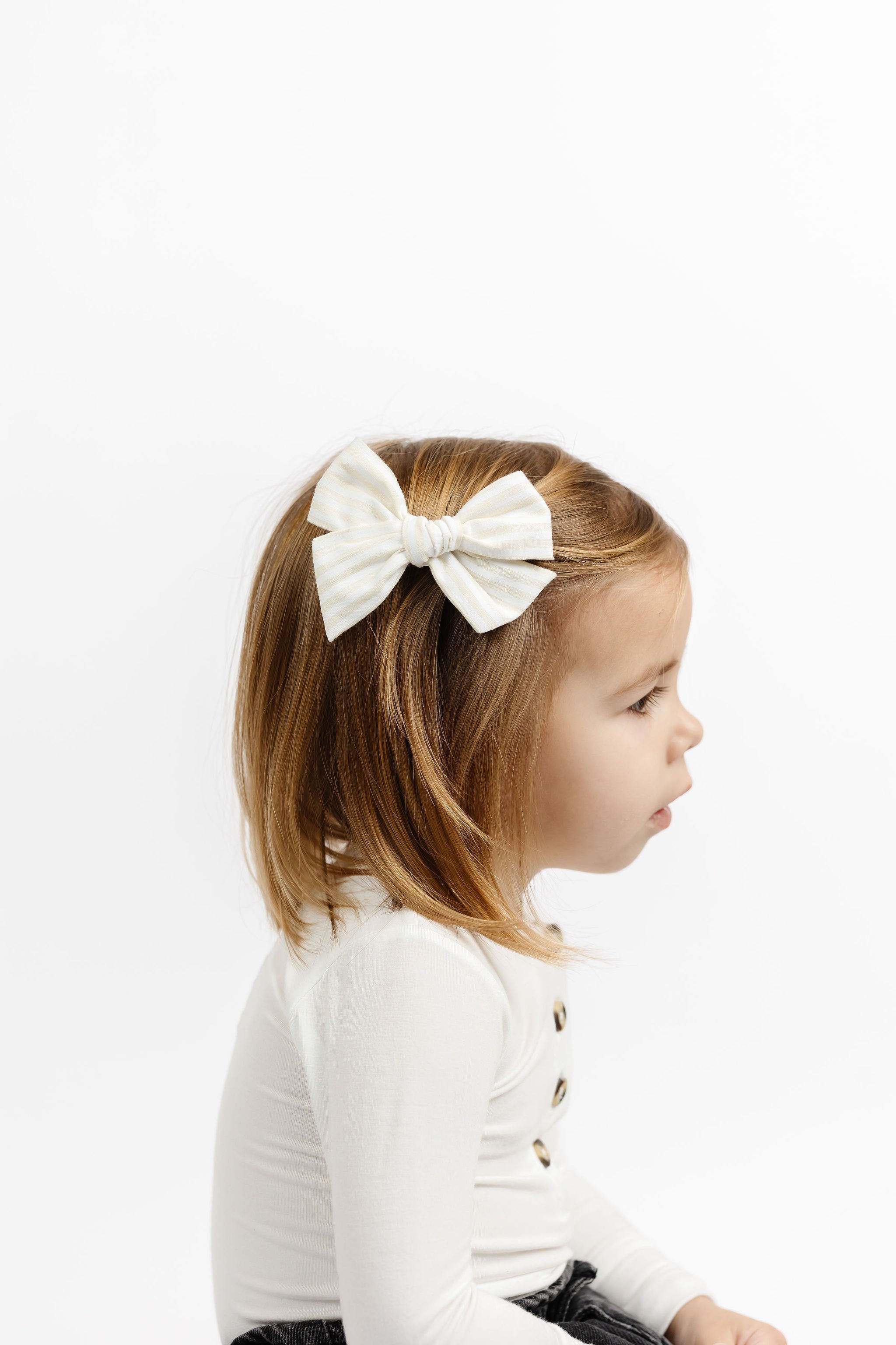 Classic Bow - Ivory Stripe