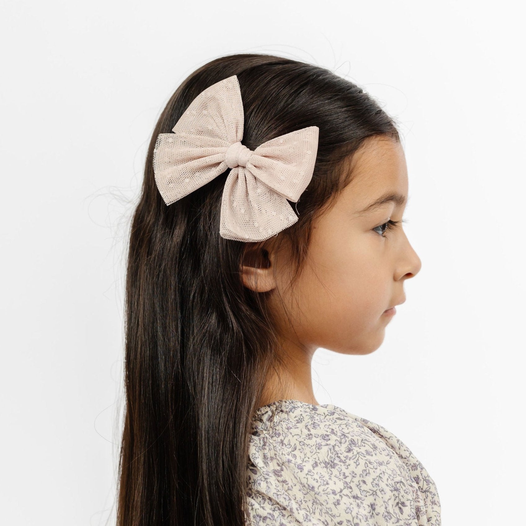 Tulle Bow - Tan Dot