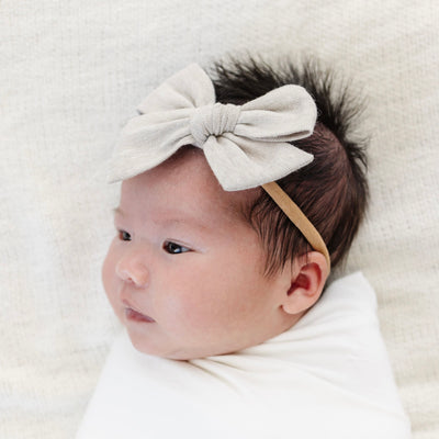 Classic Bow - Oatmeal Chambray Headband