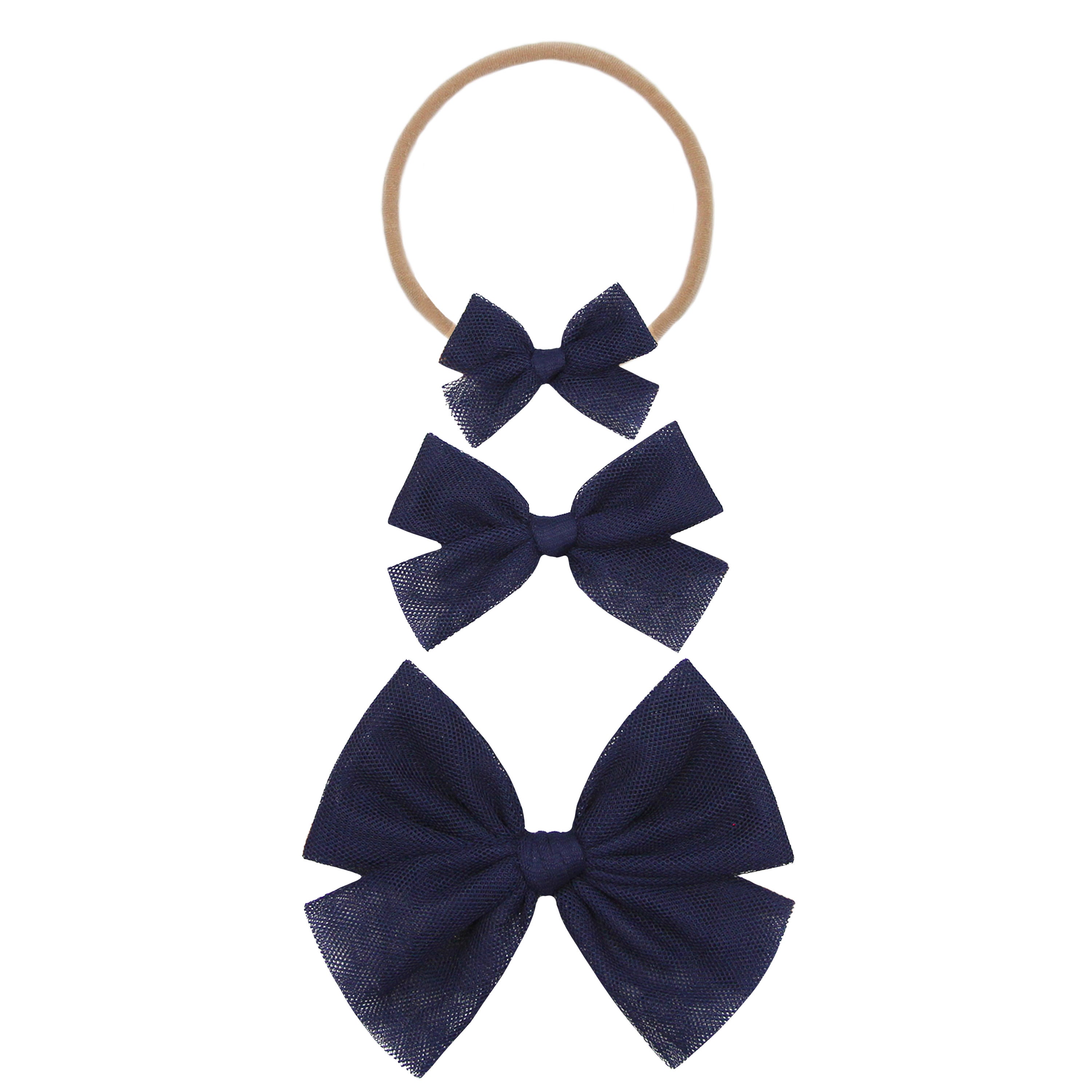 Tulle Bow - Navy