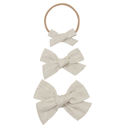 Classic Bow - Oatmeal Chambray Headband