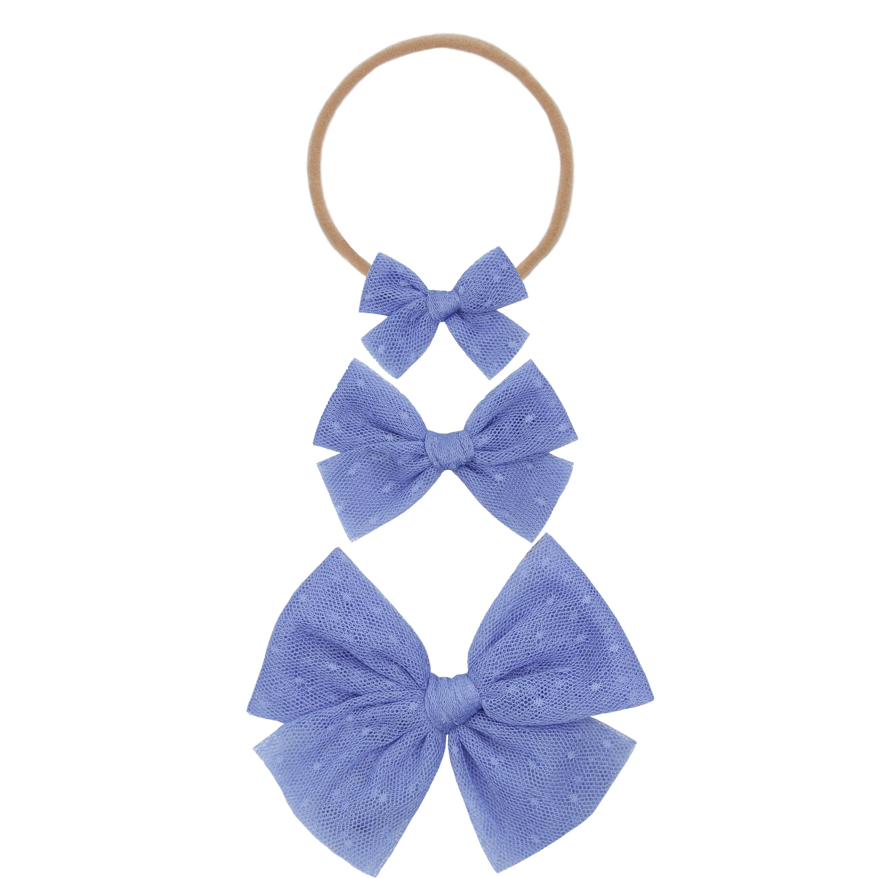 Tulle Bow - Periwinkle Dot