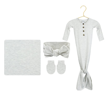 Stevie Ribbed Newborn Headband Bundle (Gown)