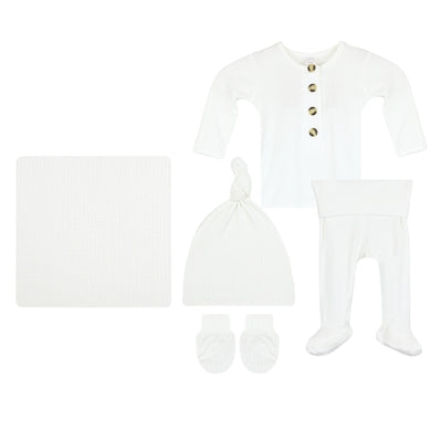 Wren Ribbed Newborn Hat Bundle (Top + Bottom)